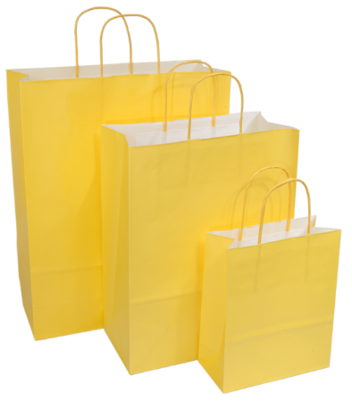 Afbeeldingen van Papieren tassen middel, 26+12x35 cm, Geel