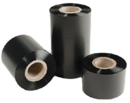 Zwarte wax lintrol 104mm x 300m met 1 inch kern en outside coating voor flathead labelprinters