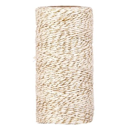 Afbeeldingen van Katoenen koord 2mm 100m, Goud/Cream