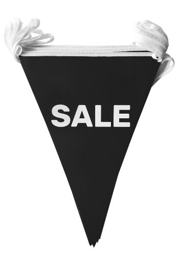 Vlaggenlijn SALE Zwart/wit - 20 vlaggetjes, 5m, 15x21cm Vlaggenlijn SALE Zwart/wit - 20 vlaggetjes, 5m, 15x21cm