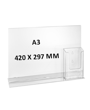 Kaarthouder T-standaard A3 met folderhouder 1/3 A4