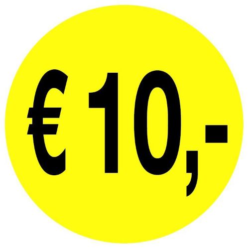 Actie sticker euro 10,- 35mm, permanent Actie sticker euro 10,- 35mm, permanent