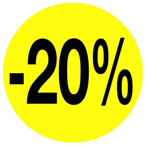 Kortingssticker -20% 35mm, permanent, fluor geel Kortingssticker -20% 35mm, permanent, fluor geel