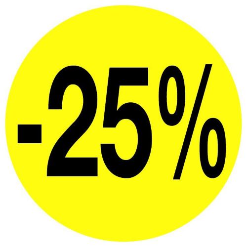Kortingssticker -25% 35mm, permanent, fluor geel Kortingssticker -25% 35mm, permanent, fluor geel
