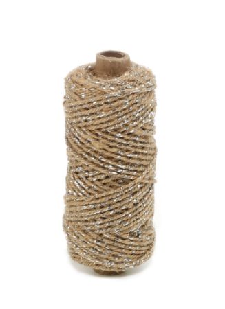 Jute touw Flaxcord deluxe 2mm 50m Naturel / Zilver