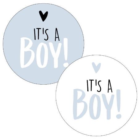 Sticker rond 40mm - It's a Boy (assorti 2 kleuren) 250p/r