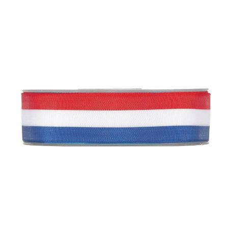 Stoffen lint rood/wit/blauw 25mmx20m
