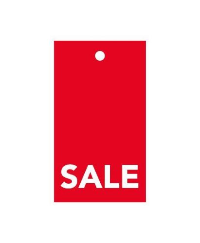 Hangkaartje - SALE, Rood horizontaal hangkaartjes, hanglabels, salekaartjes voor aan kleding of artikelen
