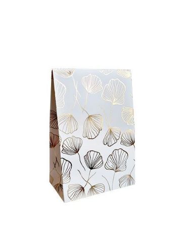 KP® Gift bag - Celebrate Nature wit/goud - 13 x 6 x 17,5 + 2,5cm, 25st