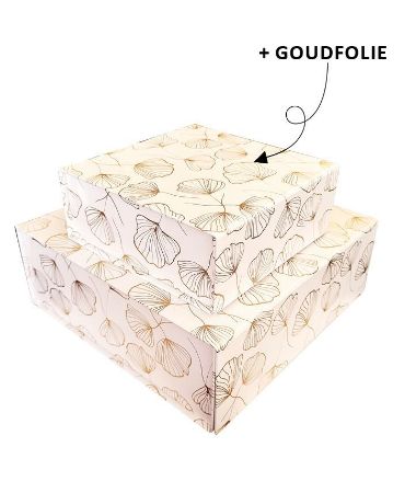 KP® Luxe magneetdoos 22x22x8cm - Celebrate Nature wit/goud