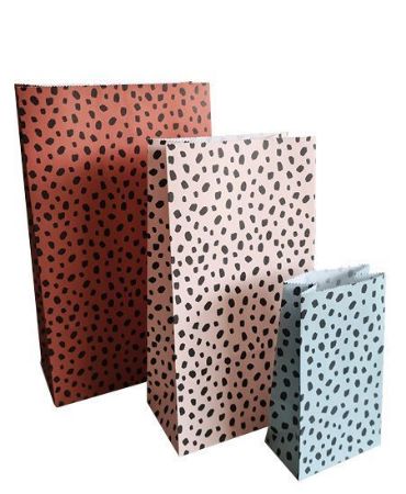 KP® Kraft papieren zakken - 101 Dots roze 14x8x26cm