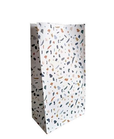 KP® Kraft papieren zakken - Terrazzo blauw 14x8x26cm