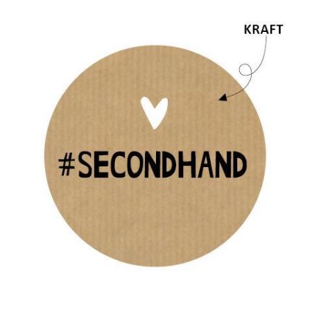 Sticker kraft rond 50mm - #secondhand 250p/r