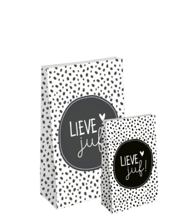 KP® Kraft papieren zakken - Lieve juf 9x5x16cm