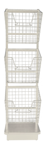 Productdisplay / Stortzuil met 3 manden - Wit productdisplay, stortzuil, zuil, product presentatie