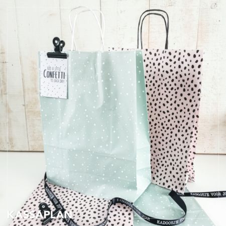 Sfeer KP® Papieren tasjes - Sweet Confetti Mint 26+12x35 cm