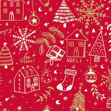 Afbeeldingen van Kraft cadeaupapier 30cm 250m - Holidays red craft