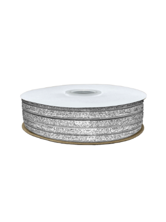 Glitter velvet lint 6mm 30m, zilver