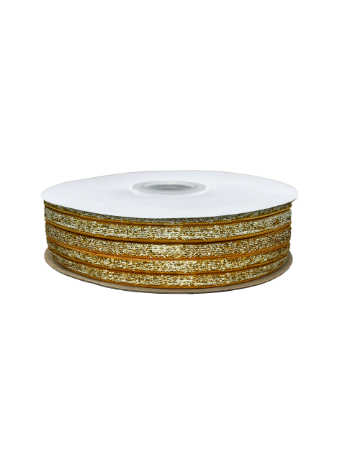 Glitter velvet lint 6mm 30m, goud