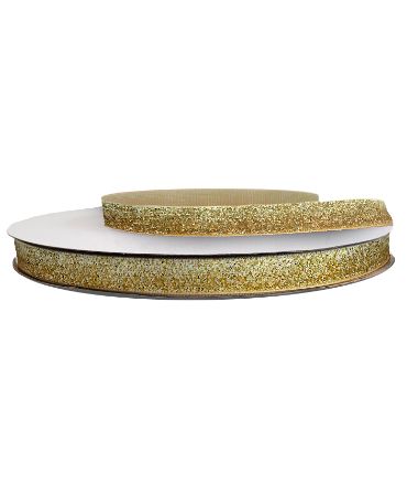 Glitter velvet lint 15mm 30m, goud