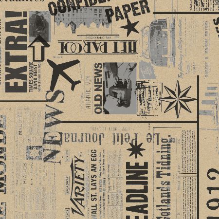 Afbeeldingen van Recycled cadeaupapier 60cm 250m - Newspaper black/silver