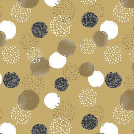 Afbeeldingen van Kraft cadeaupapier 30cm 250m - Dots black/white/gold