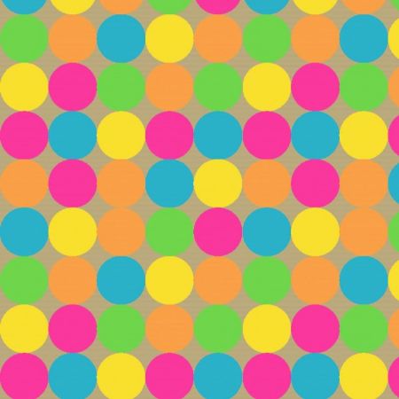 Afbeeldingen van Kraft cadeaupapier 250m - Dots Fluor