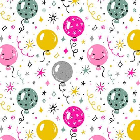 Afbeeldingen van Coated cadeaupapier 60cm 200m - Balloonparty Multi