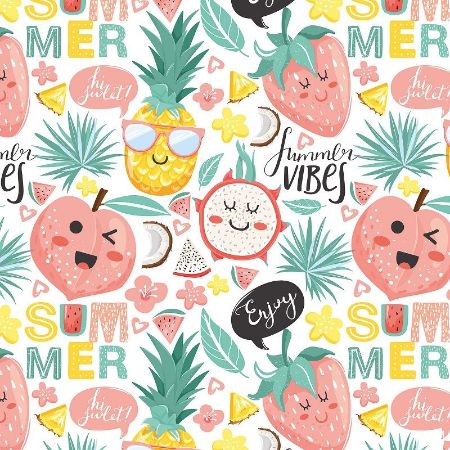 Afbeeldingen van Coated cadeaupapier 50cm 200m - Summer Vibes