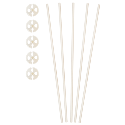 Ballonstokjes wit papier + BIO Cups 100stuks duurzaam, eco vriendelijk, ballon, ballonstokjes