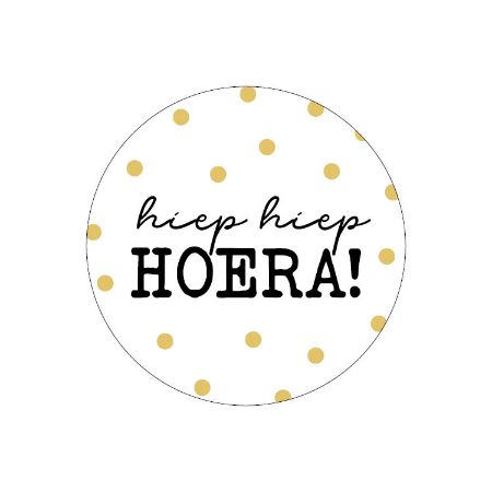 Sticker rond 40mm - Hiep Hiep Hoera 250p/r