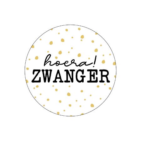 Sticker rond 40mm - Hoera Zwanger 250p/r