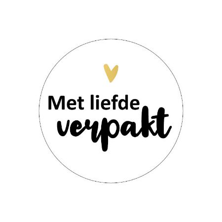 Sticker rond 40mm - Met liefde verpakt 250p/r