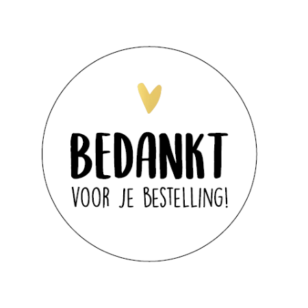 Wensetiket rond 50mm - Bedankt voor je bestelling 250p/r