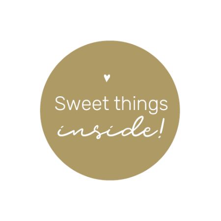 Afbeeldingen van Wensetiket rond 40mm - Sweet things inside