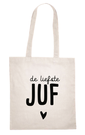 KP® Canvas tas - De liefste juf 38x42cm wit, 10 stuks