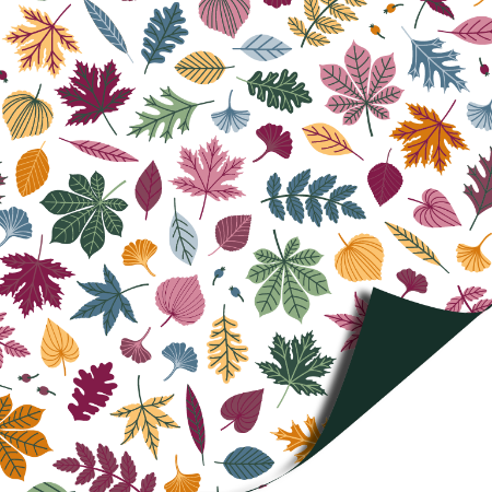 KP® Coated cadeaupapier 100m - Autumn Leaves White