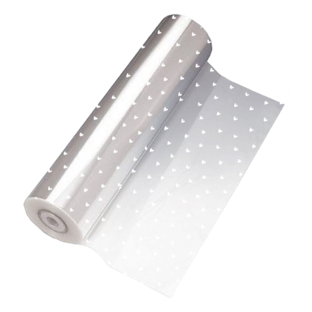 Afbeeldingen van Cellofaan Hartjes wit 20cm - 100m