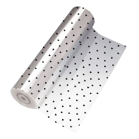 Afbeeldingen van Cellofaan Hartjes zwart 20cm - 100m