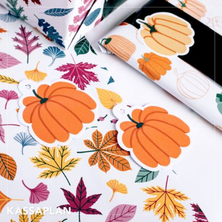 Sfeerfoto - Cadeaupapier Autumn Leaves White