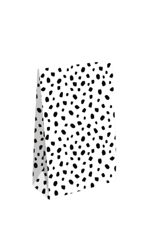 KP® Gift bag - 101 Dots wit/zwart - 13 x 6 x 17,5 + 2,5cm, 25st