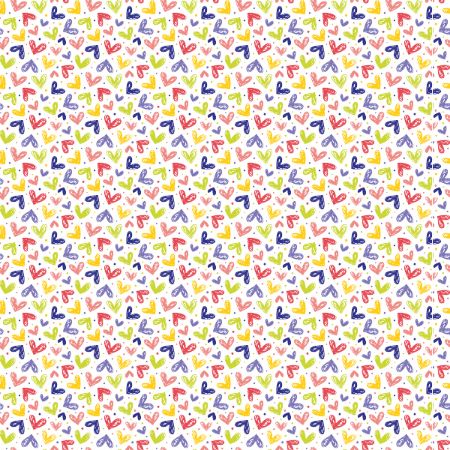 Afbeeldingen van Coated papier 30cm 200m - Hearts multicolor