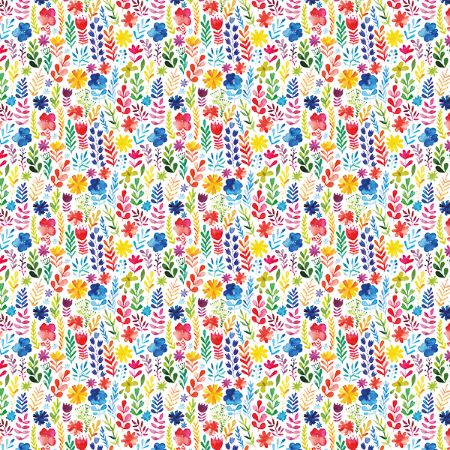 Afbeeldingen van Coated papier 70cm 200m - Colourful flowers