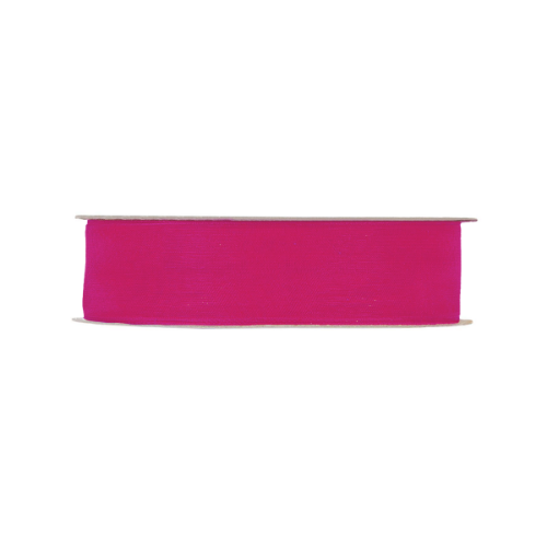 Organza lint met geweven rand 25mm 45m, Donkerroze organza lint, lint, cadeaulint, geweven lint, weblint