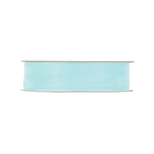 Organza lint met geweven rand 25mm 45m, Lichtblauw organza lint, lint, cadeaulint, geweven lint, weblint