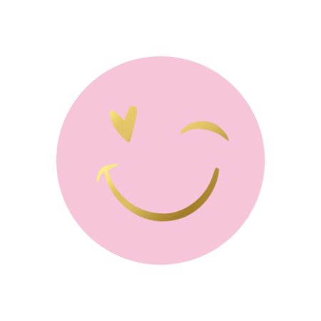 Stickers D50mm - Smiley Roze/Goud 250p/r