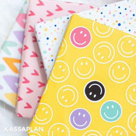 Sfeerbeeld - Coated papier 100m - Smiley Zwart AZ Geel