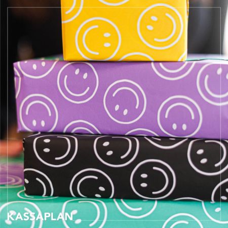 Sfeerbeeld - Coated papier 100m - Smiley Zwart AZ Geel