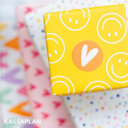 Sfeerbeeld - Coated papier 100m - Smiley Zwart AZ Geel