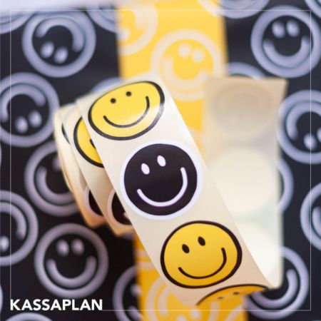 Sfeerbeeld - Coated papier 100m - Smiley Zwart AZ Geel